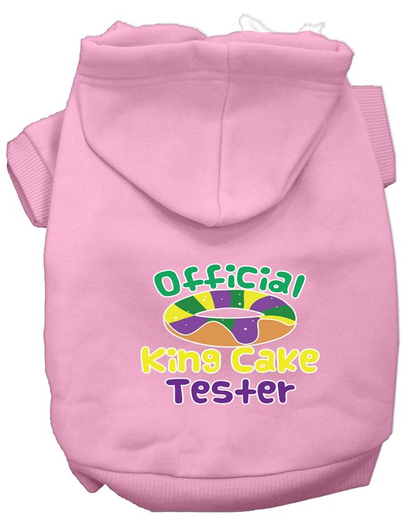 King Cake Taster Screen Print Mardi Gras Dog Hoodie Light Pink XXXL